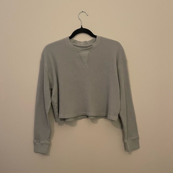Abercrombie & Fitch Waffle Long Sleeve in Light Olive Green - Picture 5 of 5